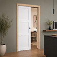 GD MENUISERIES - Porte Coulissante Korya Blanc 3 panneaux H204 x L73 cm, Galandage, kit finition (coquille et tire doigt) - vignette