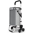 VOUNOT - Chariot de courses pliable monte escalier aluminium avec sac isotherme gris - vignette