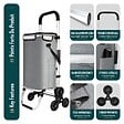 VOUNOT - Chariot de courses pliable monte escalier aluminium avec sac isotherme gris - vignette