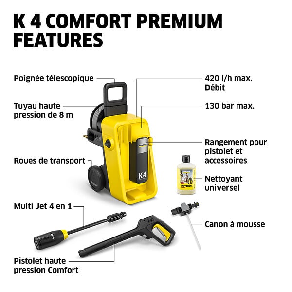 KARCHER - Nettoyeur haute pression K4 Comfort Premium - 1800W - 130 bars - large