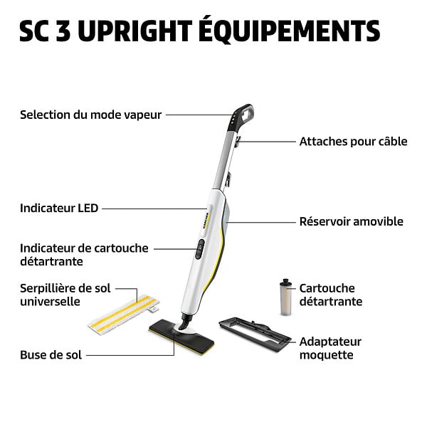 KARCHER - Balai vapeur SC 3 Upright EasyFix - 1600W - Blanc - large
