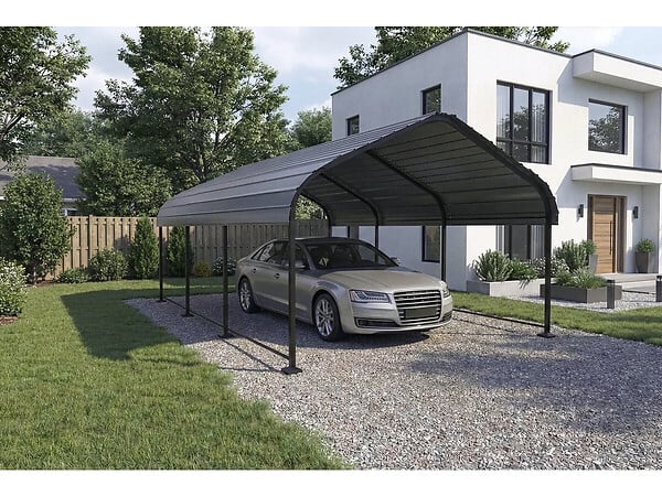 HABITAT ET JARDIN - Carport abri de voiture en métal "Phoenix" - 13,5 m² - Gris - large