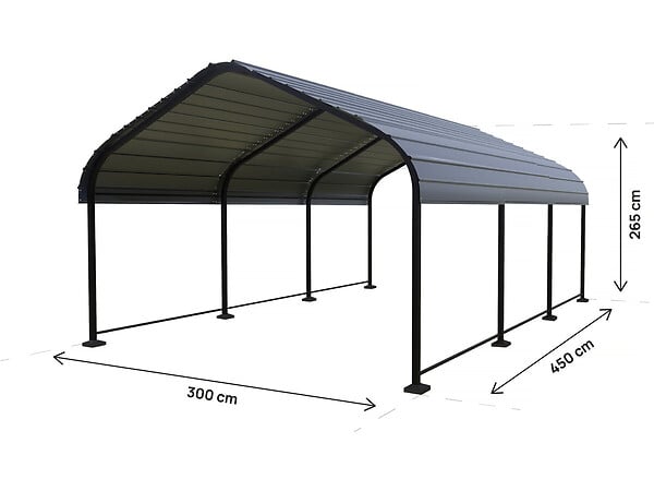 HABITAT ET JARDIN - Carport abri de voiture en métal "Phoenix" - 13,5 m² - Gris - large