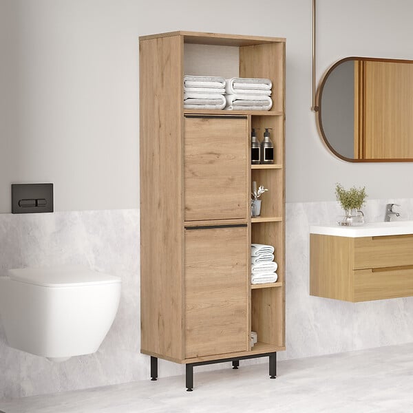 HABITAT ET JARDIN - Meuble de salle de bain en bois "ON10C" - 60 x 46 x 161 cm - Marron - large