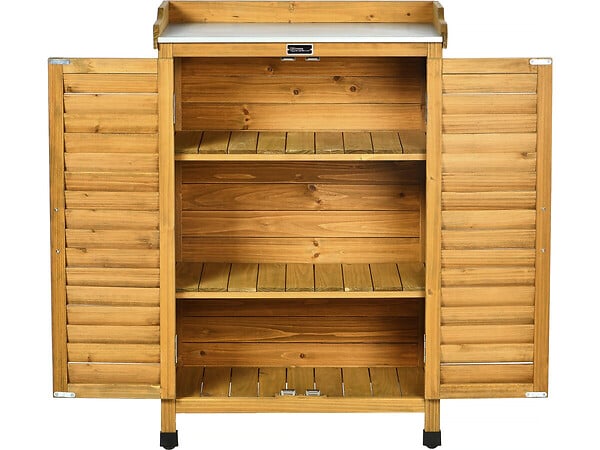 HABITAT ET JARDIN - Armoire de jardin en bois avec roulettes "Alexia" - 66 x 41 x 101 cm - Marron - large