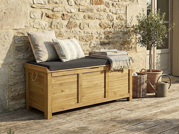 HABITAT ET JARDIN - Coffre de jardin "Gana" en bois - 125 x 60 x 55 cm - Marron - large