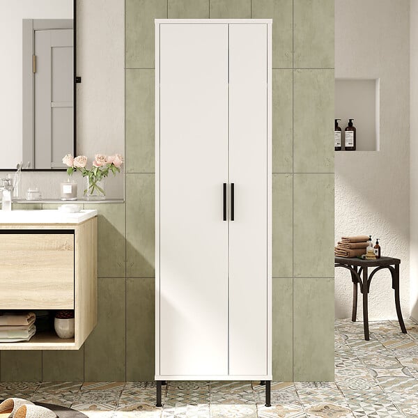 HABITAT ET JARDIN - Armoire multifonctionnelle en bois "Jienna" - 50 x 36 x 165 cm - Blanc - large