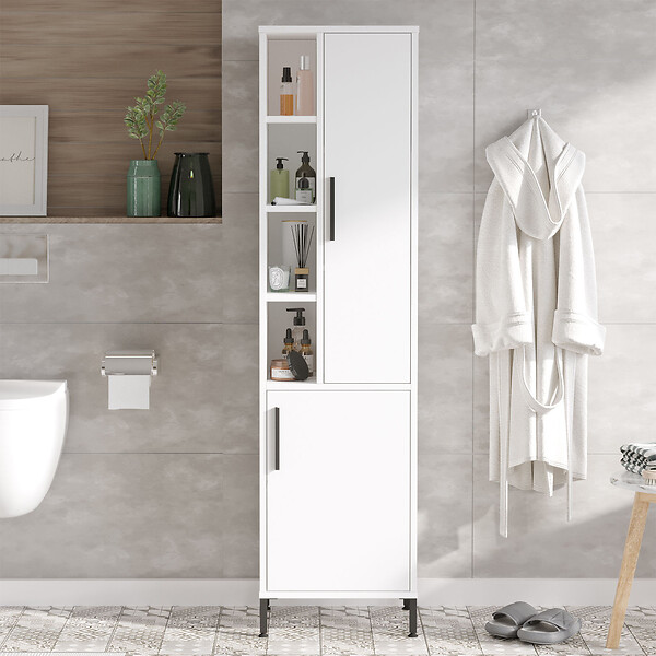 HABITAT ET JARDIN - Armoire multifonctionnelle en bois "Vile" - 45 x 35 x 174 cm - Blanc - large