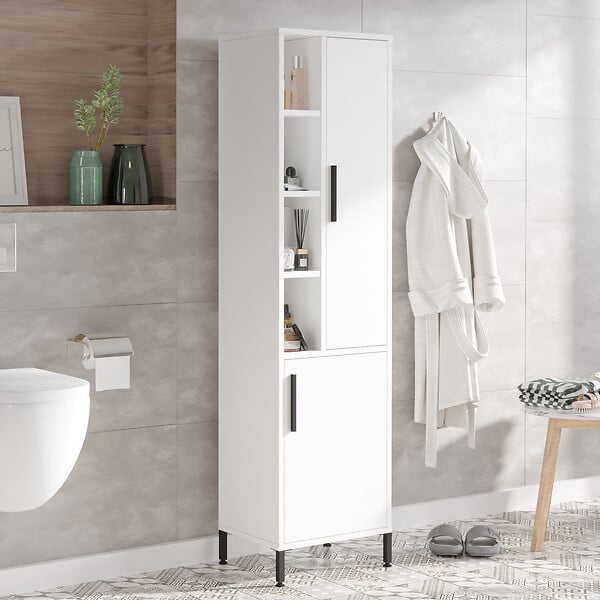 HABITAT ET JARDIN - Armoire multifonctionnelle en bois "Vile" - 45 x 35 x 174 cm - Blanc - large