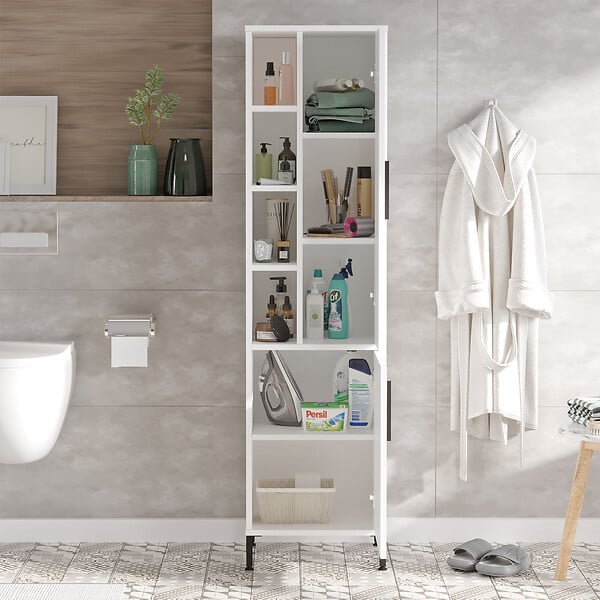 HABITAT ET JARDIN - Armoire multifonctionnelle en bois "Vile" - 45 x 35 x 174 cm - Blanc - large