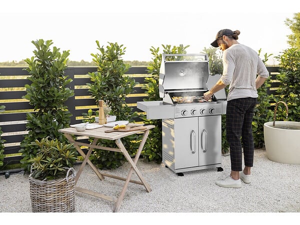 HABITAT ET JARDIN - Barbecue gaz en inox avec 5 brûleurs dont 1 latéral "Brazzo" - 118 x 57 x 104 cm - Gris clair - large