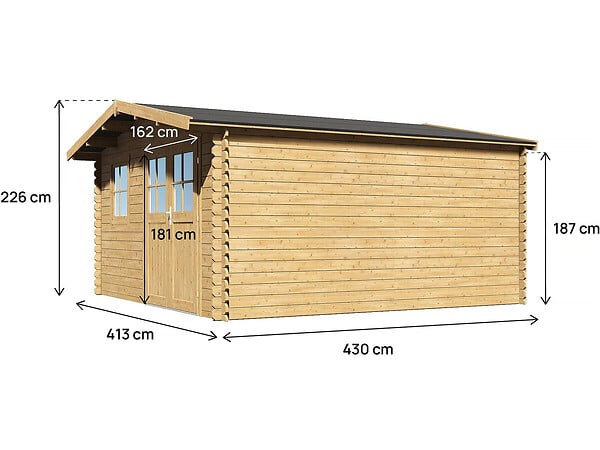 HABITAT ET JARDIN - Abri de jardin bois "Belval" - 18,75 m² - 28 mm - large