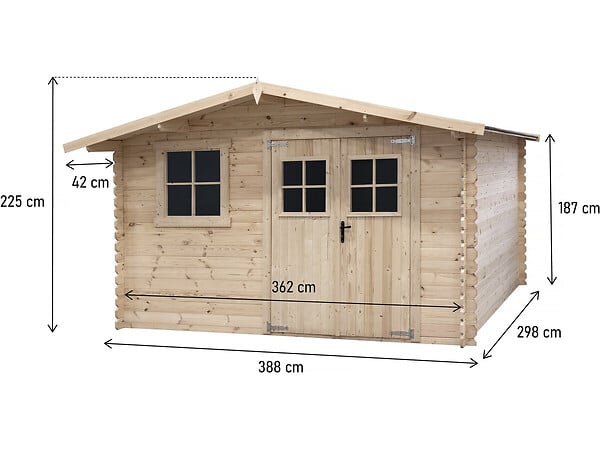 HABITAT ET JARDIN - Abri de jardin en bois 14m² "Oz" - 388 x 298 x 225 cm - 28 mm - large