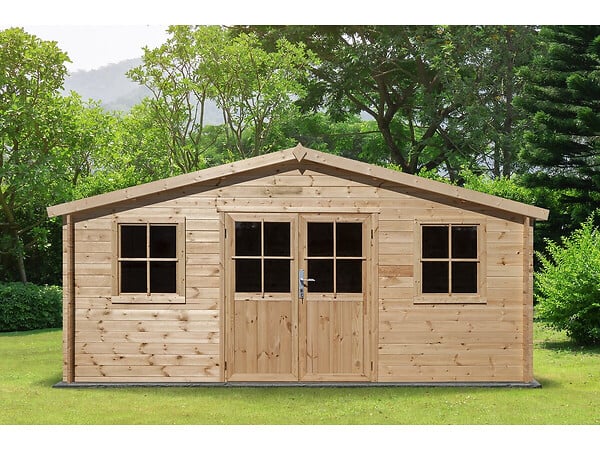 HABITAT ET JARDIN - Abri de jardin bois "Alex" - 20.20 m² - 4.80 x 4.00 x 2.39 m - 28 mm - large