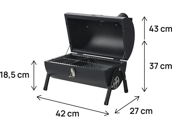 HABITAT ET JARDIN - Barbecue charbon de bois portable "Captain" - 42 x 27 x 43 cm - Noir - large