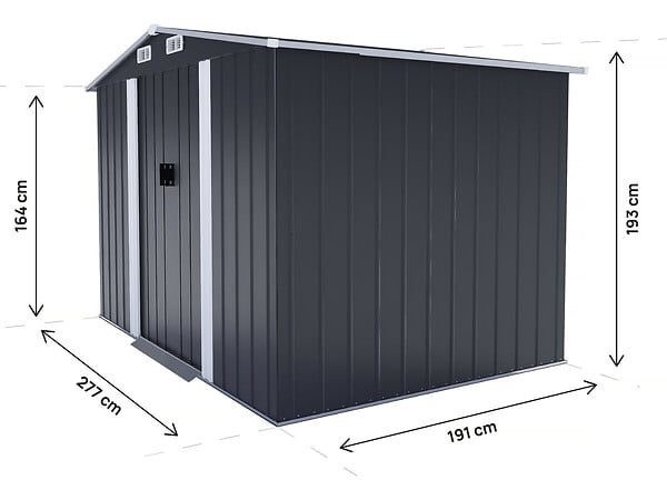 HABITAT ET JARDIN - Abri de jardin métal "Boston" - 5,29 m² (4,76 m2 au sol)- Gris - large