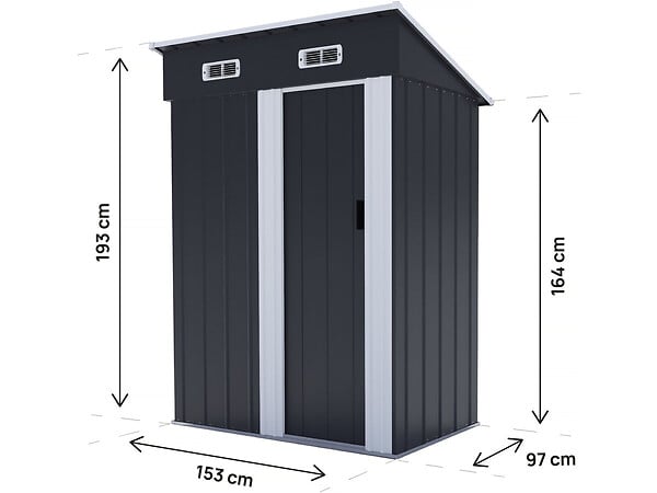 HABITAT ET JARDIN - Abri de jardin métal porte coulissante "Memphis" - 1,36 m² - Gris - large