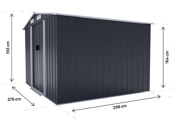 HABITAT ET JARDIN - Abri de jardin métal avec porte coulissante "Boston" - 8 m² - Gris - large