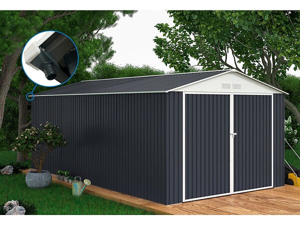 HABITAT ET JARDIN - Garage métal  " Houston" - 18,56m² avec gouttière - Anthracite - large