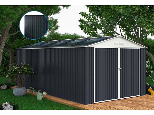 HABITAT ET JARDIN - Garage métal " Houston" - 18,56 m² avec panneau solaire - Anthracite - large