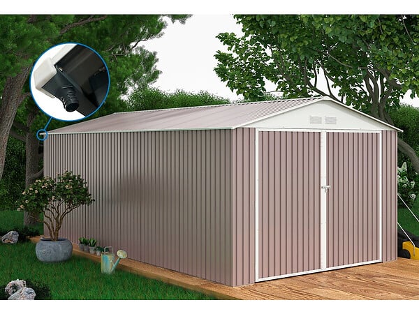 HABITAT ET JARDIN - Garage métal "Nevada" - 18,56m² avec gouttière - large