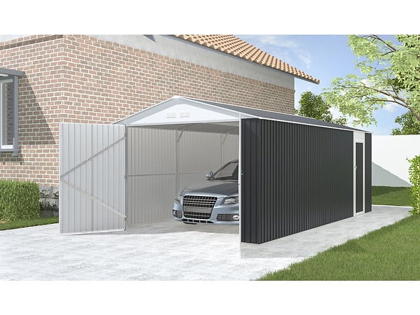 HABITAT ET JARDIN - Garage en métal "Houston" 18,56m²  - Anthracite - large