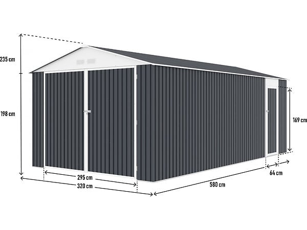 HABITAT ET JARDIN - Garage en métal "Houston" 18,56m²  - Anthracite - large