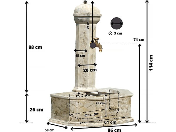 HABITAT ET JARDIN - Fontaine "Provence" - 0.86 x 0.51 x 1.13 m - large