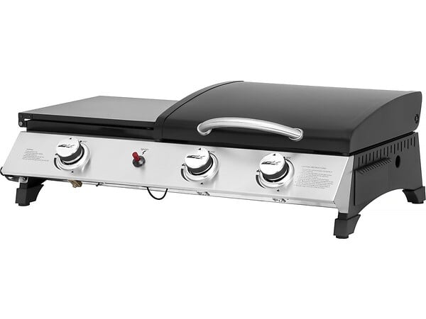 HABITAT ET JARDIN - Plancha gaz avec couvercle "Rasio" - 7.5 KW - 3 brûleurs - Noir - large