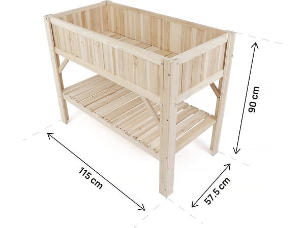 HABITAT ET JARDIN - Carré potager en bois sur pieds "Magnolia" - 115 x 57 x 90 cm - Beige - large