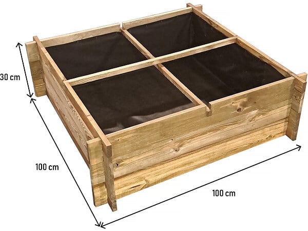 HABITAT ET JARDIN - Carré potager en bois "Aroma" - 100 x 100 x 30 cm - large
