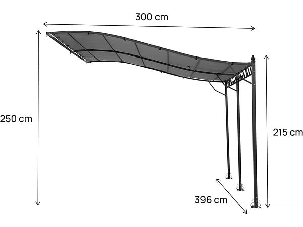 HABITAT ET JARDIN - Pergola tonnelle adossée en métal - 3 x 4 m - Gris - large