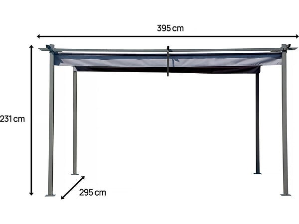 HABITAT ET JARDIN - Pergola en métal avec toit rétractable - 3 x 4 m - Gris - large