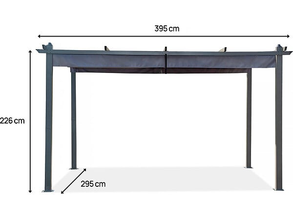HABITAT ET JARDIN - Pergola en aluminium avec toit rétractable - 3 x 4 m - Gris anthracite - large