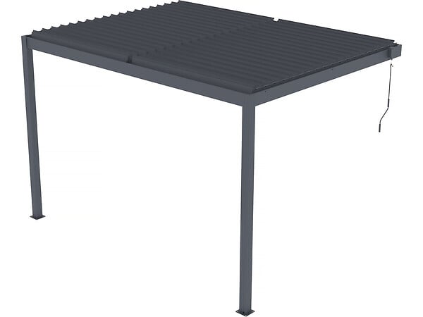 HABITAT ET JARDIN - Pergola bioclimatique adossée avec led "Windsor" - 3 x 4 m - Anthracite - large