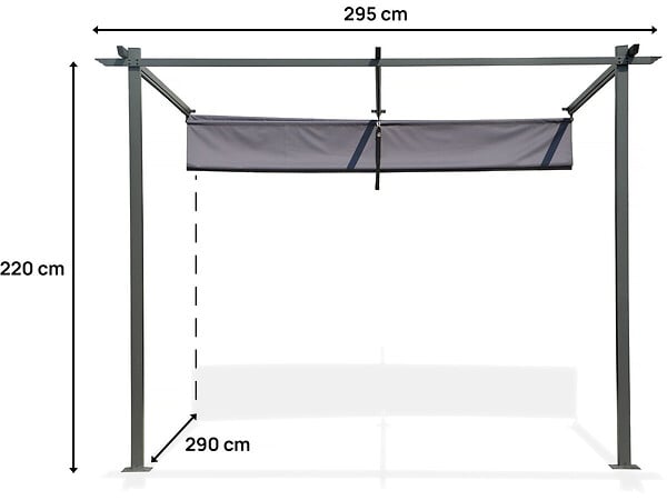 HABITAT ET JARDIN - Pergola adossée avec toit rétractable - 3 x 3 m - Gris anthracite - large