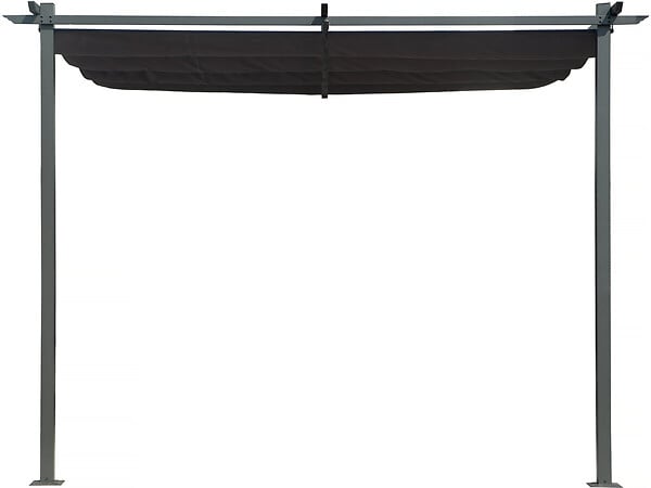 HABITAT ET JARDIN - Pergola adossée avec toit rétractable - 3 x 3 m - Gris anthracite - large