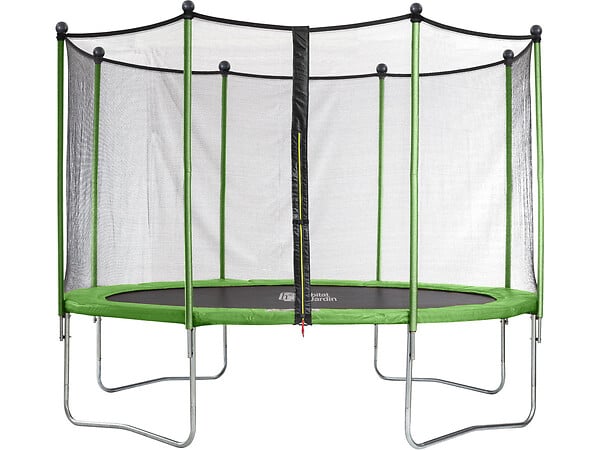 HABITAT ET JARDIN - Trampoline Yoopi 2 LUXE - Ø 3.65 m - Avec filet + échelle + couverture + kit d'ancrage - large