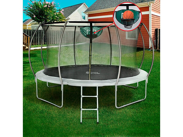 HABITAT ET JARDIN - Trampoline avec filet intérieur "jumper" - Ø 4,25 m - Gris - large