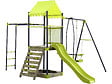 HABITAT ET JARDIN - Aire de jeu portique en métal avec toboggan et bac a sable "Lucien" - Vert - vignette