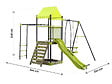 HABITAT ET JARDIN - Aire de jeu portique en métal avec toboggan et bac a sable "Lucien" - Vert - vignette