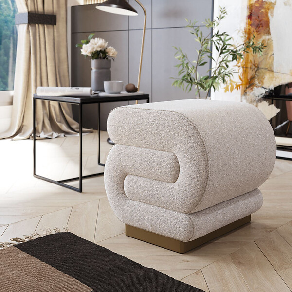 HABITAT ET JARDIN - Pouf en bois "Sally" 40 x 42 x 42 cm - Crème - large