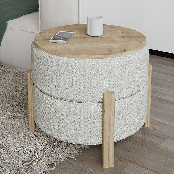 HABITAT ET JARDIN - Pouf en bois "Clone" - 47 x 48 x 45 cm - Beige - large