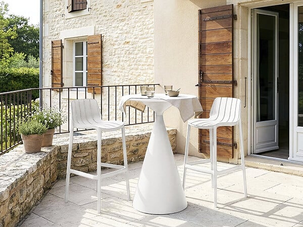 HABITAT ET JARDIN - Table haute bistro de jardin ⌀80 cm "Néora" - Blanc - large