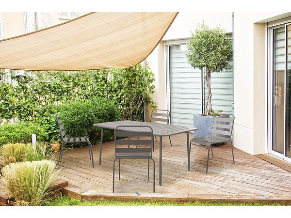 HABITAT ET JARDIN - Table jardin en métal "Bilbao" - 150 x 90 x 71 cm - Taupe - large