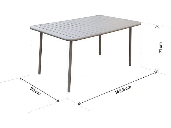 HABITAT ET JARDIN - Table jardin en métal "Bilbao" - 150 x 90 x 71 cm - Taupe - large