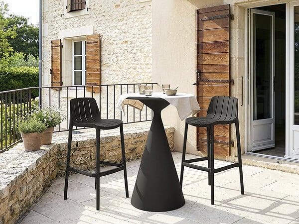 HABITAT ET JARDIN - Table haute bistro de jardin ⌀80 cm "Néora" - Noir - large