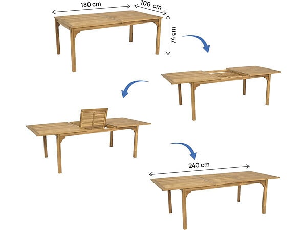 HABITAT ET JARDIN - Table de jardin extensible en bois 180/240 cm "Valladolid" – 6 à 10 places - Marron - large