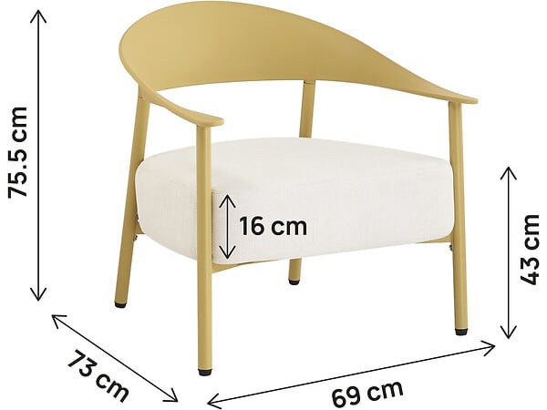 HABITAT ET JARDIN - Lot de 2 fauteuils de jardin en plastique et métal "Céora" - Jaune - large