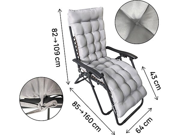 HABITAT ET JARDIN - Lot de 2 fauteuils de jardin inclinable zéro gravité avec coussin matelassé "Sintra" - Taupe - large
